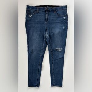 LuLaRoe With Love Women’s Dark Blue Distressed Stretchy Skinny Jeans Size 36